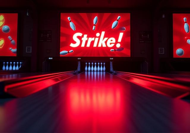 Eine animierte Anzeige auf dem Bildschirm zeigt einen Strike