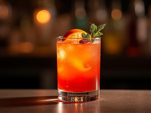 Ein kunstvoll zubereiteter Cocktail in einem eleganten Glas an der Bar